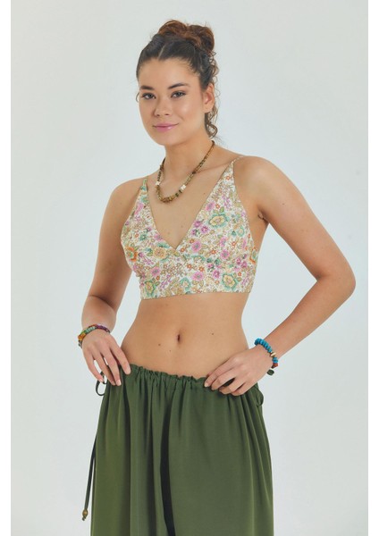 Bağcıklı Sırtı Açık Ayarlanabilir Crop Bluz