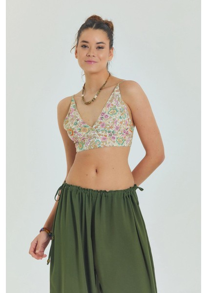 Bağcıklı Sırtı Açık Ayarlanabilir Crop Bluz