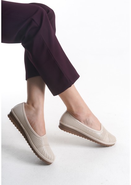 410 Bej Dolgu Topuk Comfort Casual Kadın Babet fırsatları