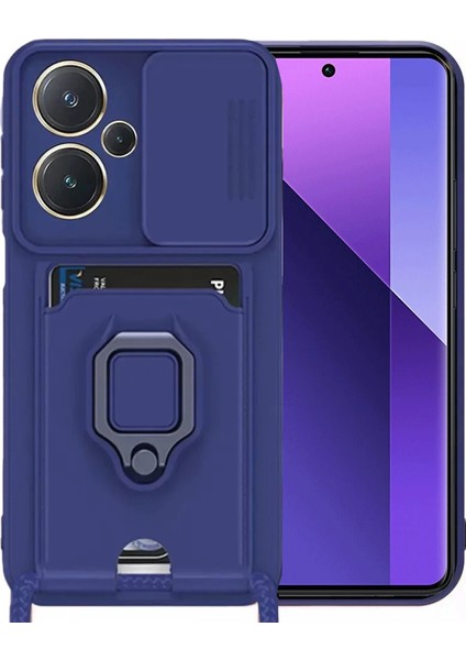 Xiaomi Redmi Note 13 Pro Plus Kılıf Zuma Kartvizitli Yüzüklü Silikon - Lacivert Nrmsa