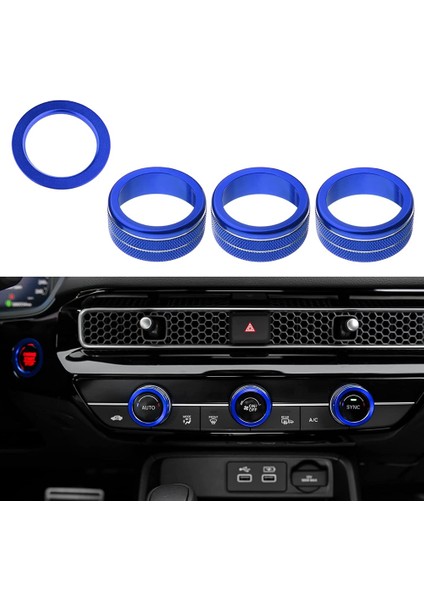 11TH Honda Civic 2022 Için Klima Hacmi Ac Topuzu Kapağı Motor Çalıştırma Düğmesi Anahtarı Kapağı Trim Halka Aksesuarları, Mavi (Yurt Dışından) modelleri