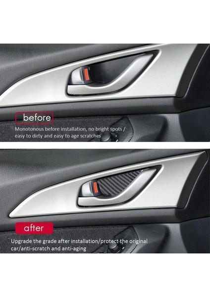 Karbon Fiber Iç Kapı Kolu Kase Paneli Kapak Trim Için Mazda 2 3 6 Demio Cx-3 Cx-5 Cx-7 Cx-9 Mx5 2017 2018 2019 (Yurt Dışından) modelleri