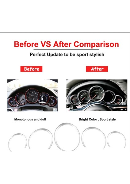 Abs Gösterge Paneli Gösterge Paneli Dekoratif Halka Kapak Trimleri Sticker Porsche 911 Cayenne Panamera Gümüş (Yurt Dışından) modelleri