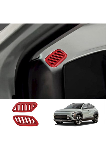 Araba Ön Hava Menfezi Gösterge Paneli A/c Çıkış Çerçevesi Kapağı Döşeme Hyundai Kona 2024+ Kırmızı (Yurt Dışından) modelleri