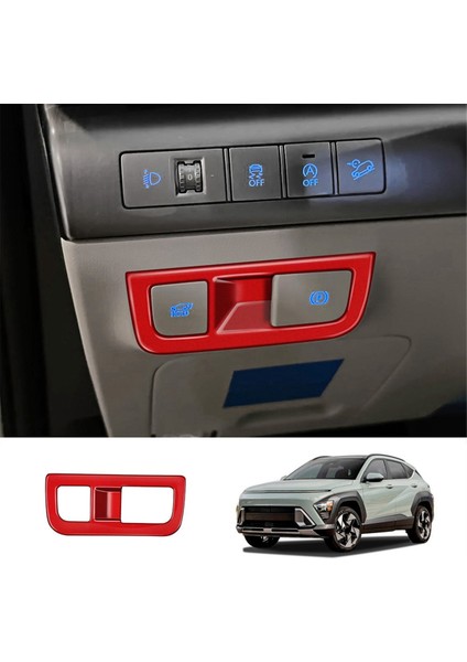Hyundai Kona 2024+ Araba Iç Aksesuarları Kırmızı Için Araba Far Anahtarı Çerçevesi Trim Kapağı (Yurt Dışından) modelleri