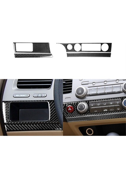 Honda Civic 2006-2011 Için 3 Adet Karbon Fiber Sürücü Saklama Kutusu Kapağı Döşeme + Klima Düğmesi Anahtarı Kapağı (Yurt Dışından)