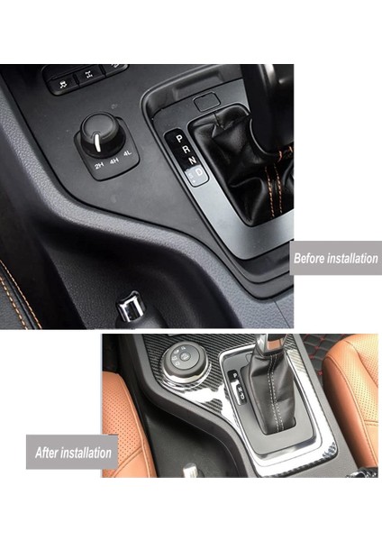Karbon Fiber Paslanmaz Çelik Vites Paneli Kapak Trim Çerçeve Ford Ranger Everest Endeavor 2015+ Aksesuarları, Sol (Yurt Dışından) modelleri