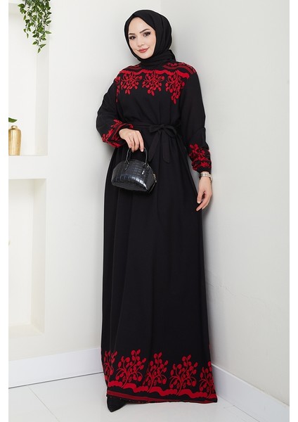 Delar Dokuma Viskon Elbise 1349 - Bordo