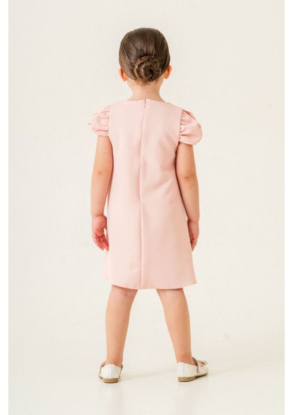 Gül Desenli A Kesim Kız Çocuk Kısa kol elbise - Somon fiyatları