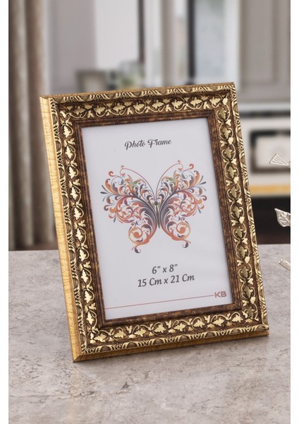 Porto Camlı Resim Çerçevesi Tek'li Gold Kabartma Ayarlanabilir Ayaklı-Duvara Asılabilir 15 x 21 cm modelleri