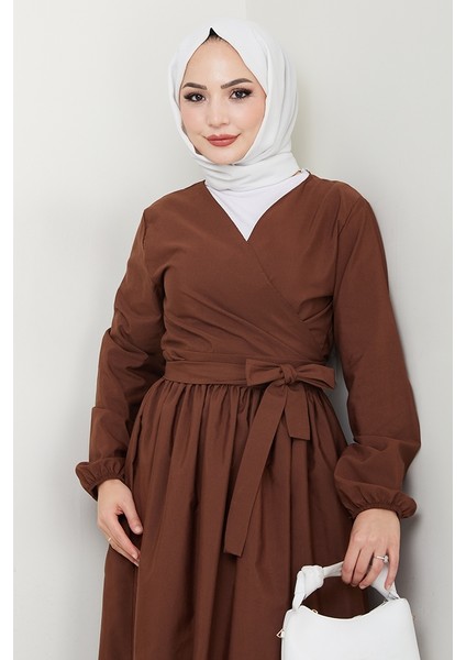 Bağlamalı Bluz Etek Ikili Takım 1465 - Acı Kahve