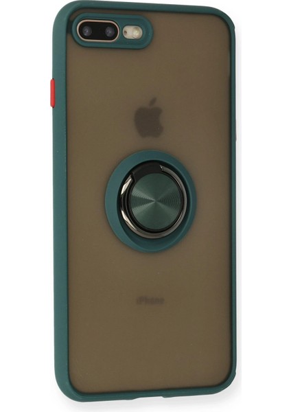 Apple iPhone 7 Plus Kılıf Montreal Yüzüklü Silikon Kapak - Yeşil Nrmsa