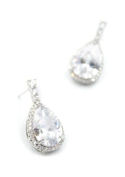 Zirkon Taşlı Küpe - Gümüş