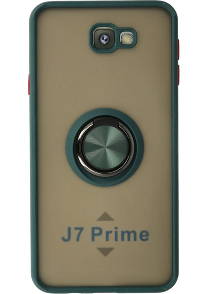 Samsung Galaxy J7 Prime Kılıf Montreal Yüzüklü Silikon Kapak - Yeşil Nrmsa