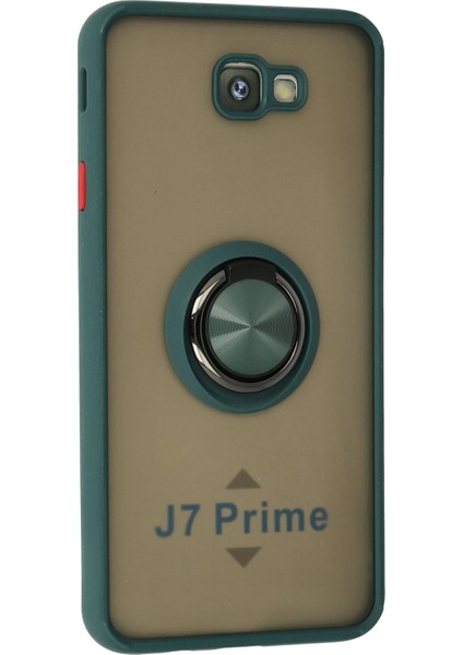 Samsung Galaxy J7 Prime Kılıf Montreal Yüzüklü Silikon Kapak - Yeşil Nrmsa