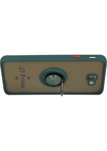 Samsung Galaxy J7 Prime Kılıf Montreal Yüzüklü Silikon Kapak - Yeşil Nrmsa
