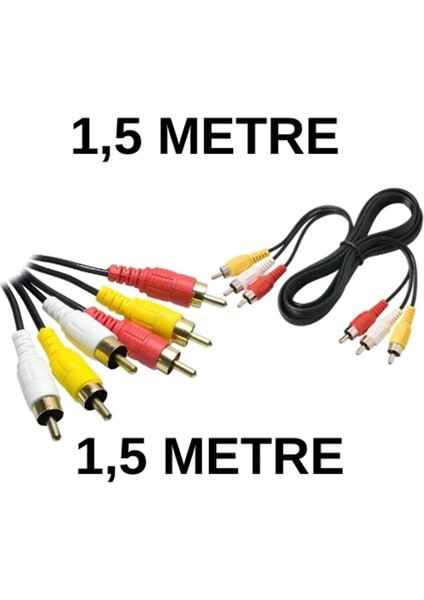 3rca 3rca 1.5 Metre Av Kablosu | Rca Ses Görüntü Aktarma Kablosu | Tv DVD Kamera Uyumlu Erkek-Erkek Bağlantı fiyatları
