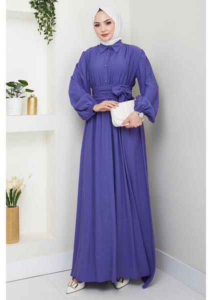 Alser Kuşaklı Elbise 1468 - Mor modelleri