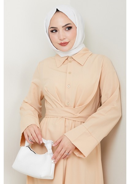 Renda Belden Bağlamalı Elbise 1467 - Taş fırsatları