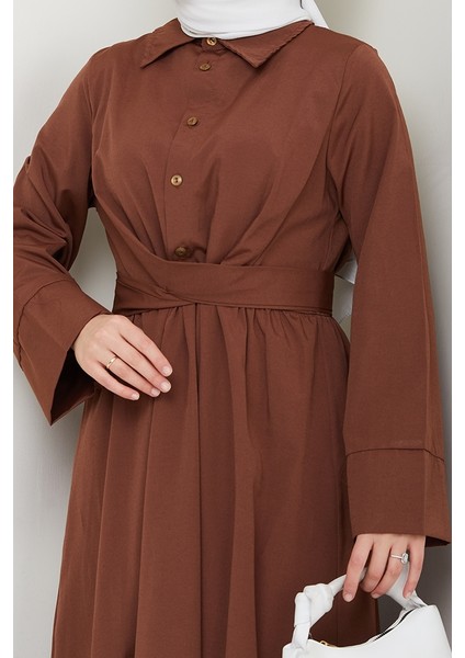 Renda Belden Bağlamalı Elbise 1467 - Acı Kahve fırsatları