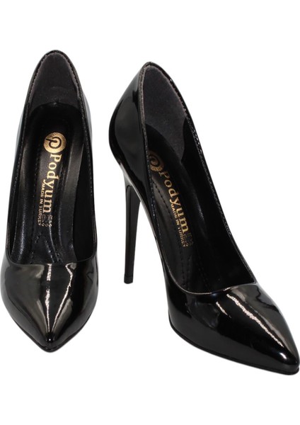 Siyah Rugan Topuklu 10 cm Kadın Stiletto Ayakkabı fiyatları
