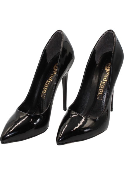 Siyah Rugan Topuklu 10 cm Kadın Stiletto Ayakkabı modelleri