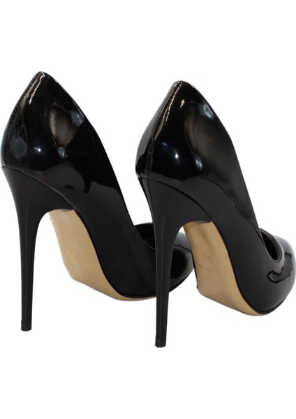 Siyah Rugan Topuklu 10 cm Kadın Stiletto Ayakkabı indirimleri