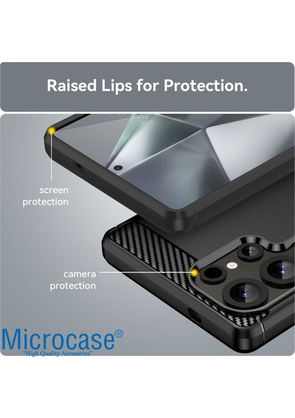 Samsung Galaxy S25 ile Uyumlu Brushed Carbon Fiber Silikon Kılıf - Siyah AL3332 modelleri