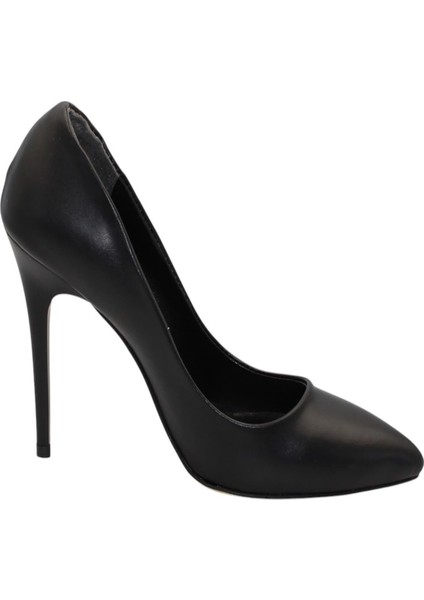Siyah Cilt Topuklu 10 cm Kadın Stiletto Ayakkabı modelleri