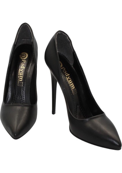 Siyah Cilt Topuklu 10 cm Kadın Stiletto Ayakkabı indirimleri