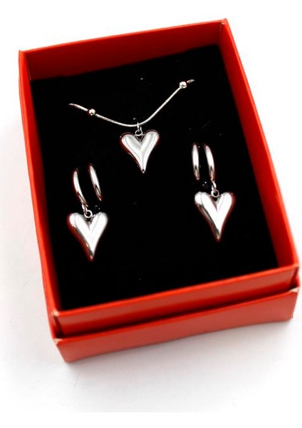 Kalp Set Kolye - Gümüş