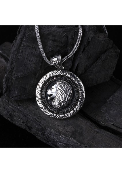 Otantik Motifli Zirkon Taşlı Gümüş Aslan Kolye fırsatları