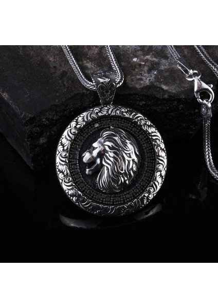 Otantik Motifli Zirkon Taşlı Gümüş Aslan Kolye indirimleri