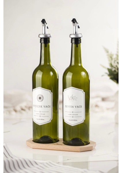 Bambu Standlı 2'li 750 ml Zeytinyağı & Sıvı Yağ Şişesi & Yağlık Sirkelik Seti (Damlatmaz) fiyatları