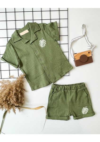Necix's Bebe Yaprak Desenli Yeşil 2'li Çocuk Takım