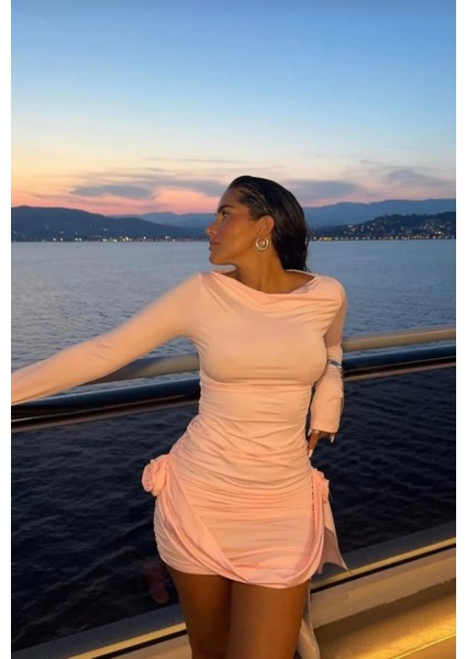 Mini Elbise, Gül Detaylı Mini Elbise, Elbise, Süslü Elbise, Mezuniyet Elbisesi, Parti Elbisesi, Davet Elbisesi
