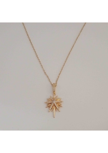 Gold Pirinç Zirkon Taşlı Sirius Yıldız Kolye fiyatları