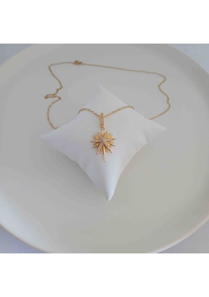 Gold Pirinç Zirkon Taşlı Sirius Yıldız Kolye indirimleri