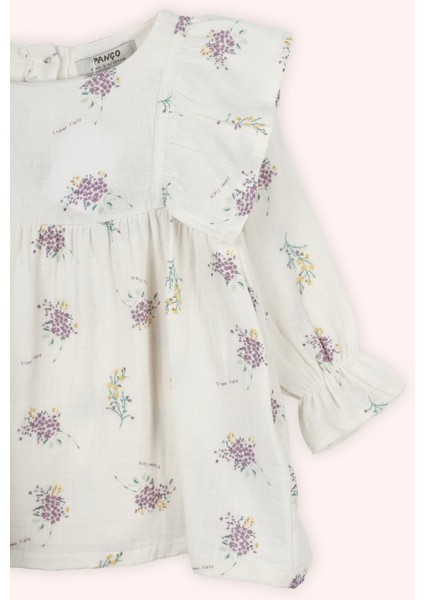 Kız Çocuk Çiçek Desenli Ekru Takım fırsatları