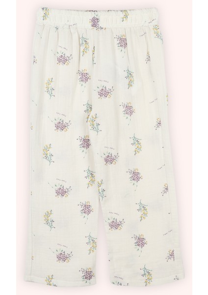 Kız Çocuk Çiçek Desenli Ekru Takım indirimleri