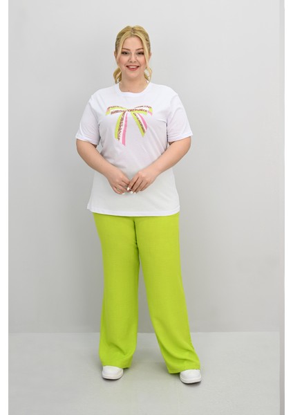 Kadın Büyük Beden Kurdele Detaylı Payet Işlemeli Eşofman Takımı 8200-25