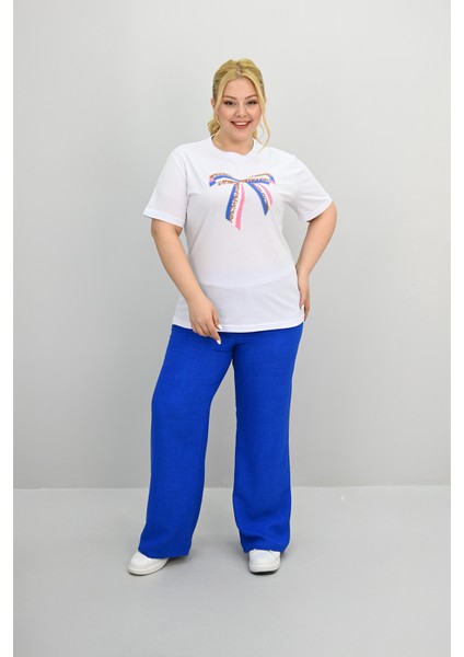 Kadın Büyük Beden Kurdele Detaylı Payet Işlemeli Eşofman Takımı 8200-25