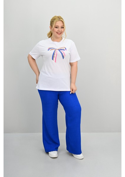 Kadın Büyük Beden Kurdele Detaylı Payet Işlemeli Eşofman Takımı 8200-25 modelleri