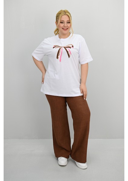 Kadın Büyük Beden Kurdele Detaylı Payet Işlemeli Eşofman Takımı 8200-25