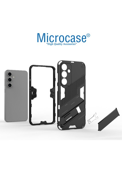 Samsung Galaxy S25 Matrix Serisi Armor Standlı Perfect Koruma Kılıf - Siyah AL3416 modelleri