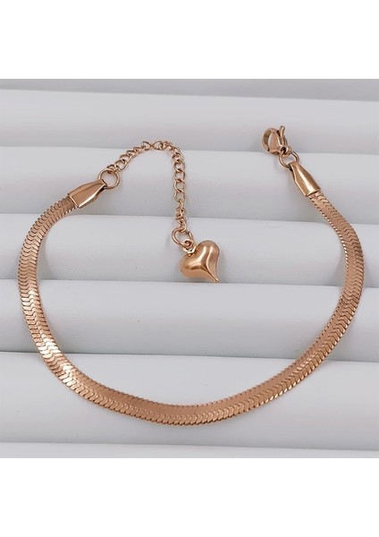 Paslanmaz Çelik Italyan Zincir Rose Gold Bileklik