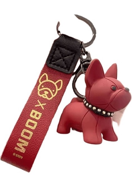 Baihu Pu Deri Köpek Anahtarlıklar Kadınlar Çanta Kolye Moda Punk Fransız Bulldog Anahtarlık (Yurt Dışından)