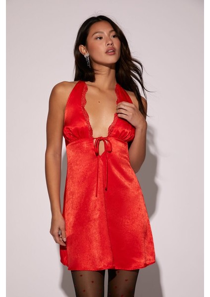 Dantel Detaylı Saten Mini Elbise fiyatları