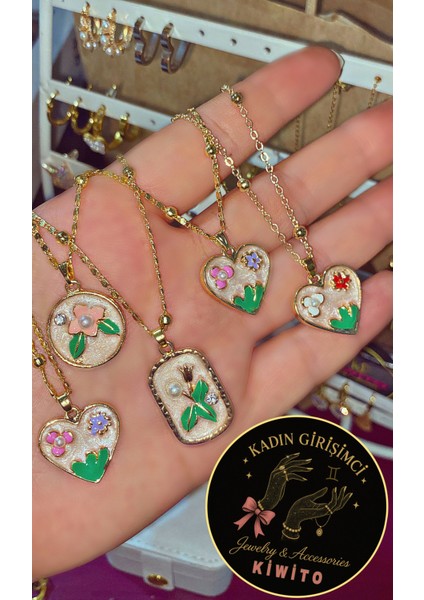 Kiwito Jewelry Renkli Yaz Kolyesi Cıvıl Cıvıl Tablo Kolye