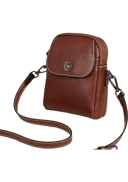 Hakiki Deri Omuz Küçük Çanta Yeni Kadın Crossbody Çanta Moda Çok Katmanlı Cep Telefonu Çantası (Yurt Dışından)